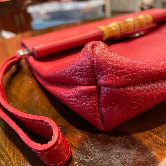 Cecconi Piero Italian leather clutch/wristlet bag with Bamboo handle. P3 - Picture 6 of 8